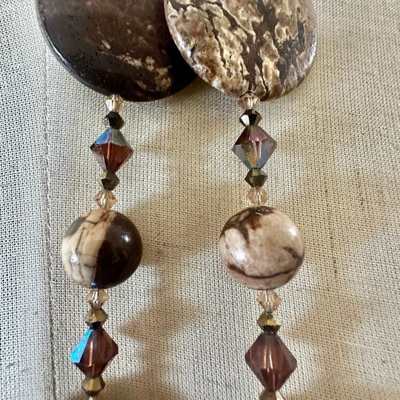 Brecciated Jasper Sterling Silver & Crystal Beaded Necklace - Picture 9 of 13